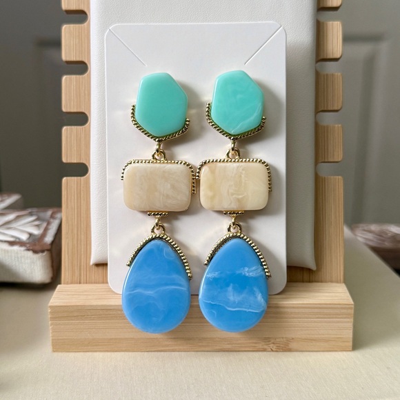 Anthropologie Jewelry - Anthropologie Boho Multicolor Stone Statement Earrings